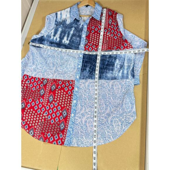 Calessa Women’s Button Up Long Sleeve Tunic Blouse Patchwork Plus size 2X - Picture 8 of 8